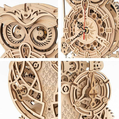 Robotime ROKR 3D Wooden Puzzle Owl Clock Model Building Kit Toys for Children Kids Boys LK503 - Carri's Cache