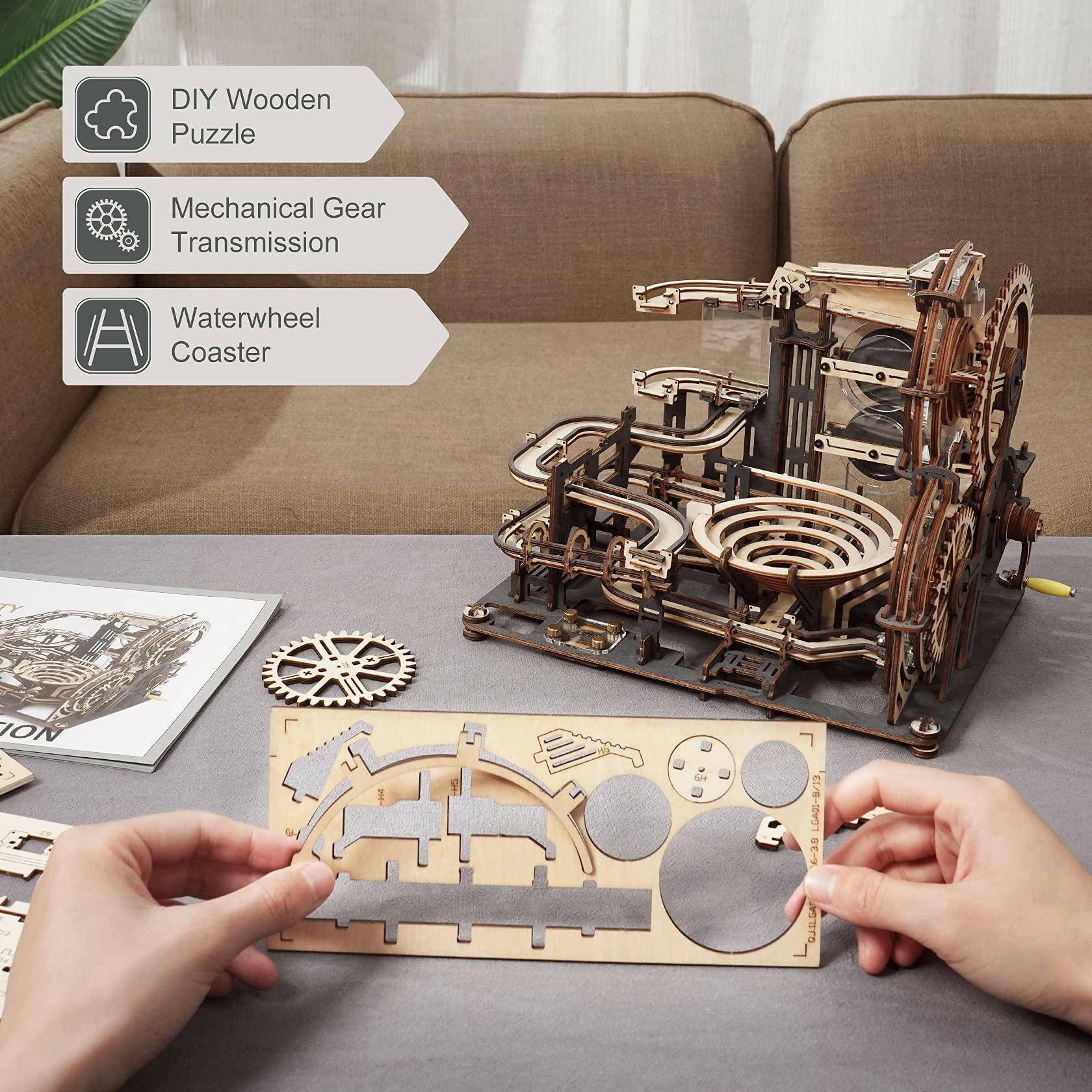 Robotime ROKR Marble Night City 3D Wooden Puzzle Games Assembly Waterwheel Model Toys for Children Kids Birthday Gift - Carri's Cache