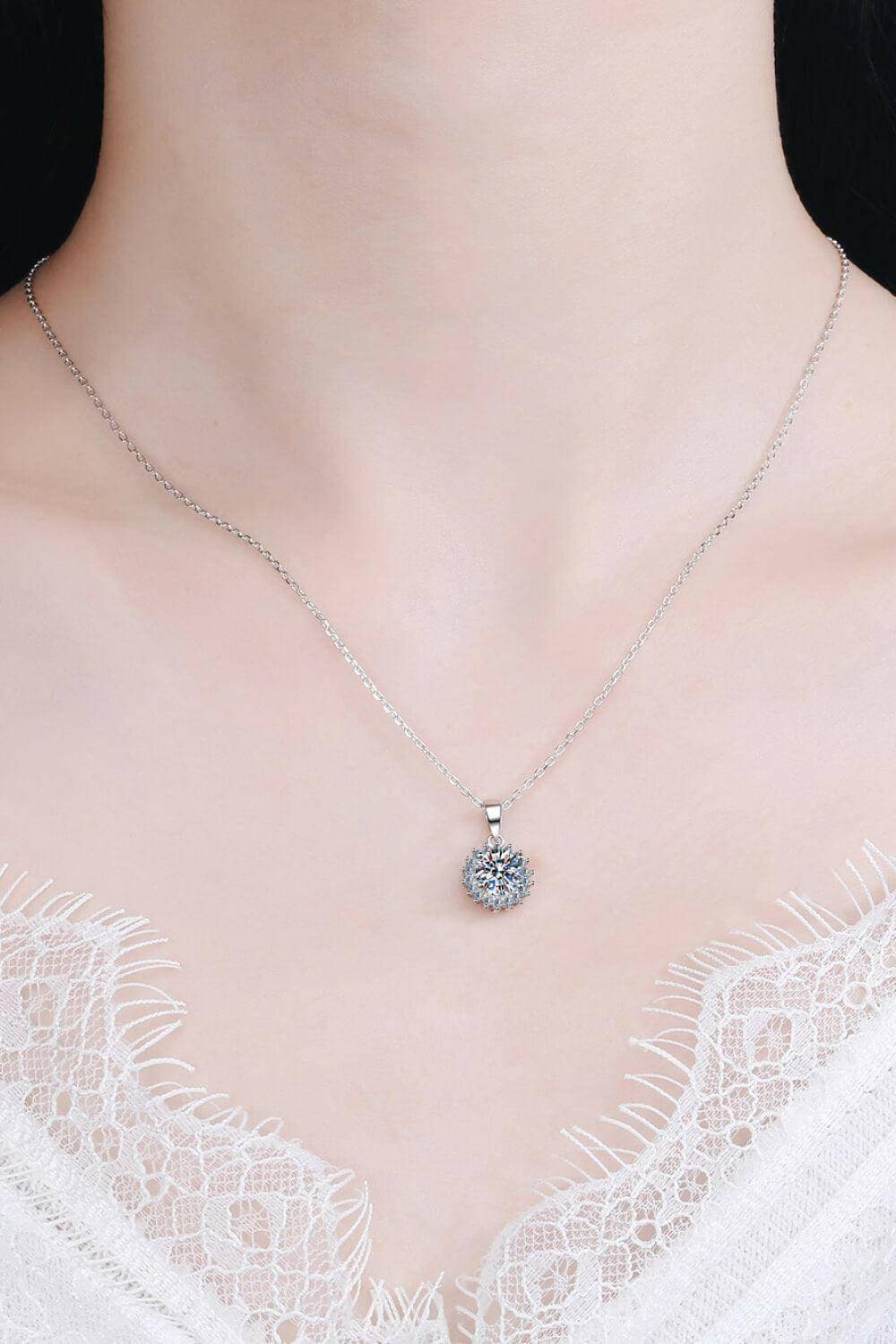 Sterling Silver Moissanite Pendant Necklace - Carri's Cache