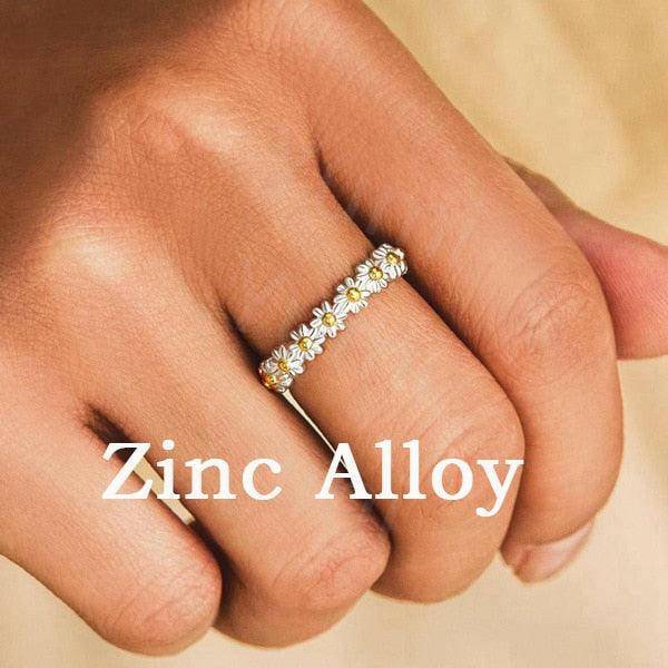 Vintage Daisy Rings For Women Cute Flower Ring Adjustable Open Cuff Wedding Engagement Rings Female Jewelry Bague - Carri's Cache
