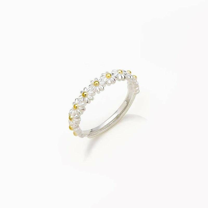 Vintage Daisy Rings For Women Cute Flower Ring Adjustable Open Cuff Wedding Engagement Rings Female Jewelry Bague - Carri's Cache